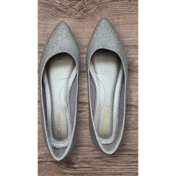 Dream Pairs Silver Glitter Pointed Toe Slip On Ballet Flats Dress Shoes 8.5 - Picture 1 of 6